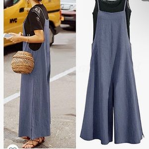 Wide Leg Overalls with Pockets